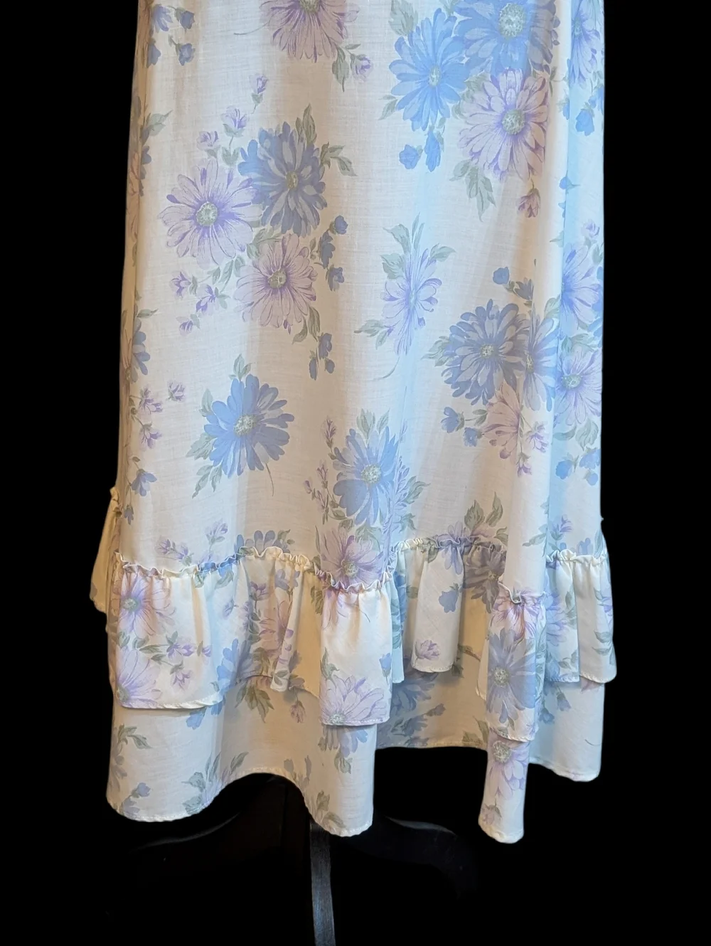 Vintage 70s Handmade Cottagecore Prairie Maxi Dress Pastel Floral Ruffle Hem - Picture 2 of 12